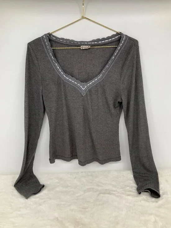 Free People Intimately Only You Long-sleeve top size Medium Grey - Picture 2 of 6